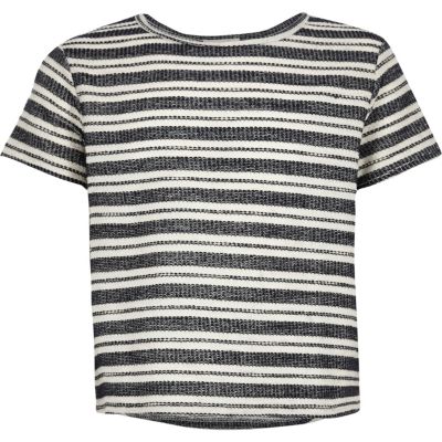 Girls cream stripe t-shirt